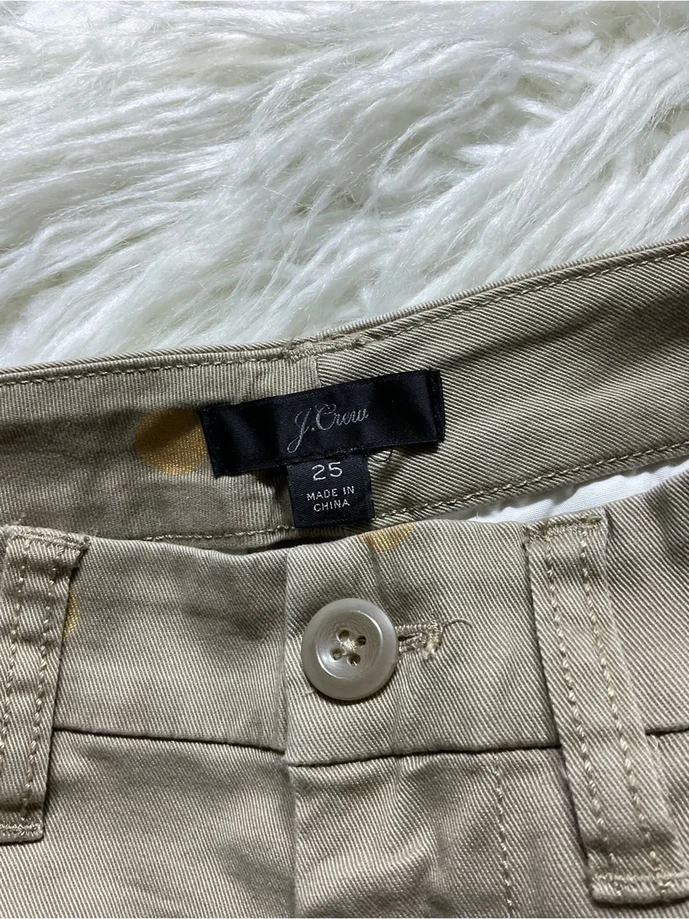 J Crew High Rise Slim Fit Gold Polka Dot Chino Khakis Pants